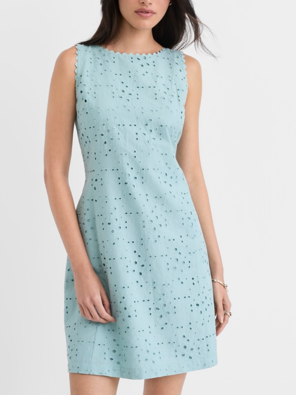 LOFT Sleeveless Eyelet Shift Dress in Seafoam size 14 NWT